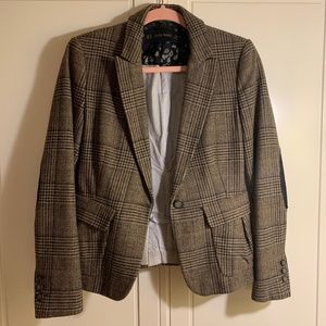 Plaid elbow patch blazer